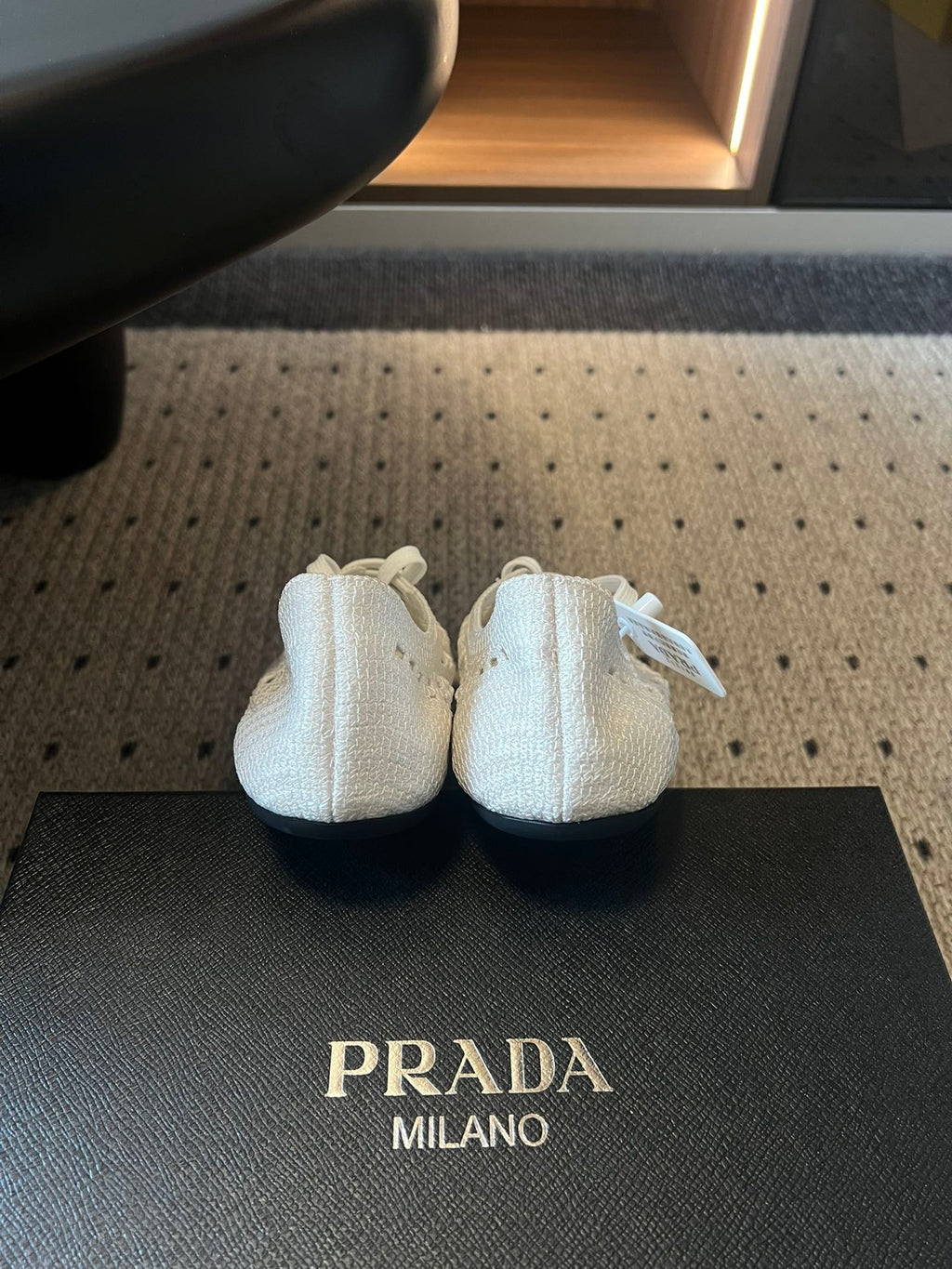 Prada 26s Collapse Sneakers White Crochet Laced 726977