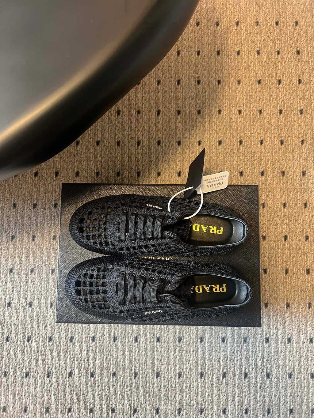 Prada 26s Collapse Sneakers Black Crochet Laced 726978