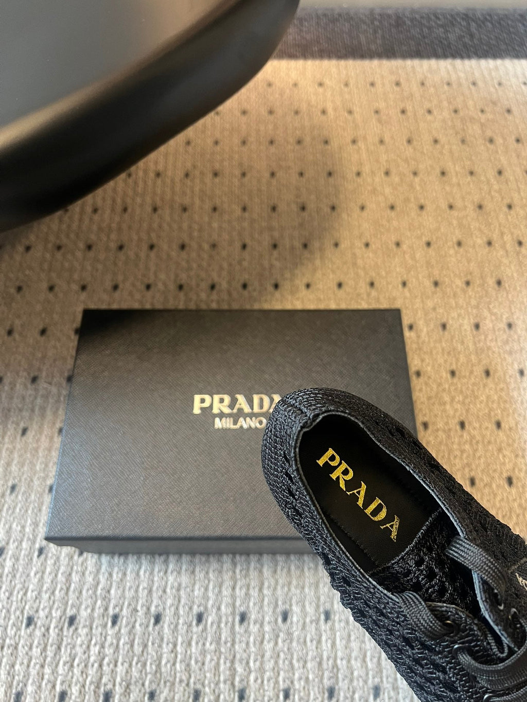 Prada 26s Collapse Sneakers Black Crochet Laced 726978