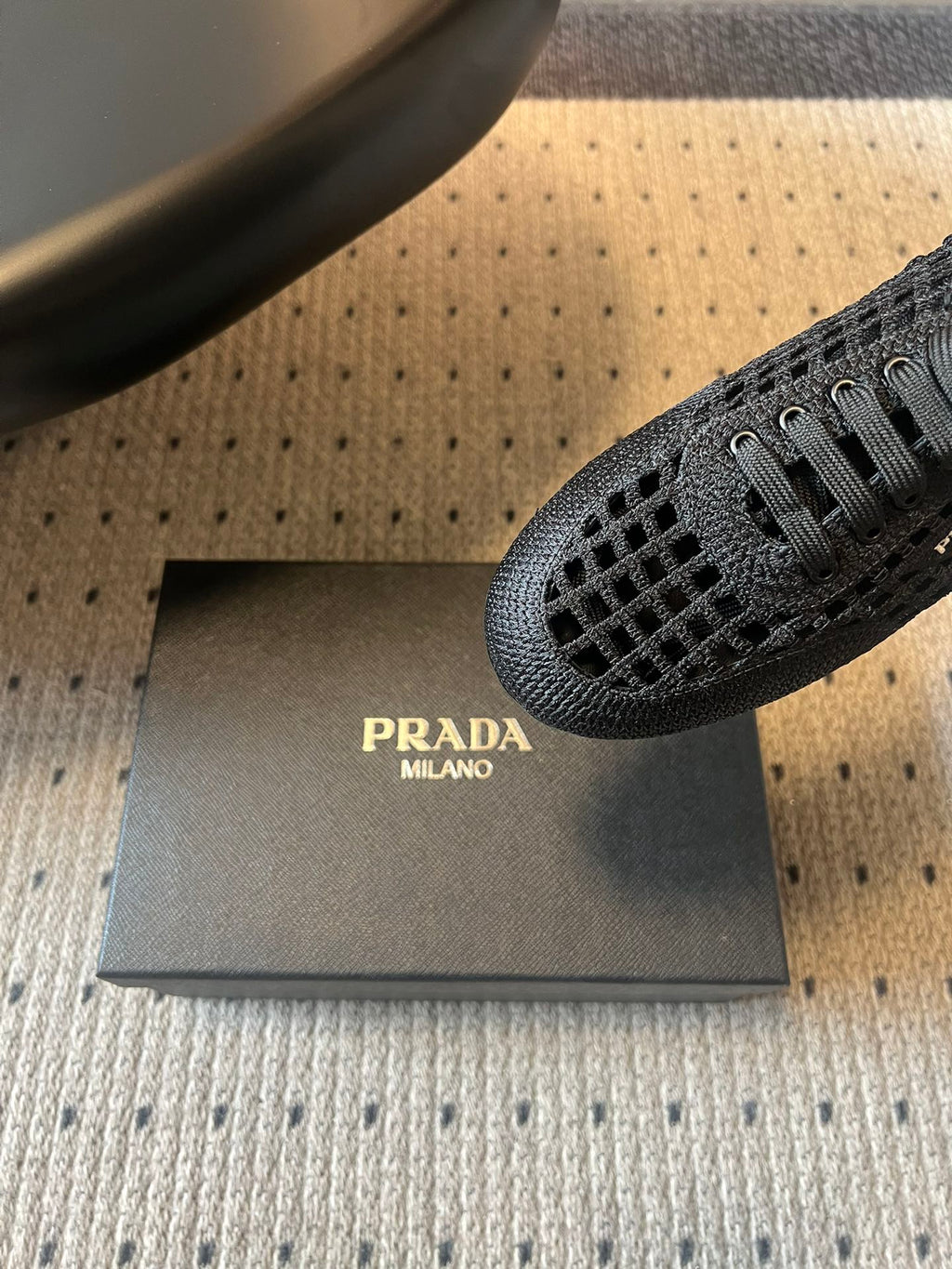 Prada 26s Collapse Sneakers Black Crochet Laced 726978