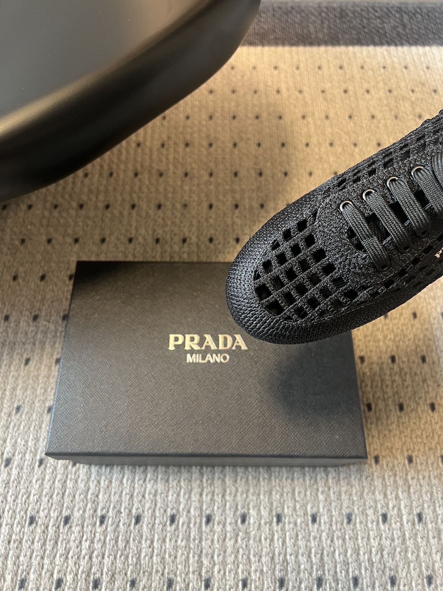 Prada 26s Collapse Sneakers Black Crochet Laced 726978