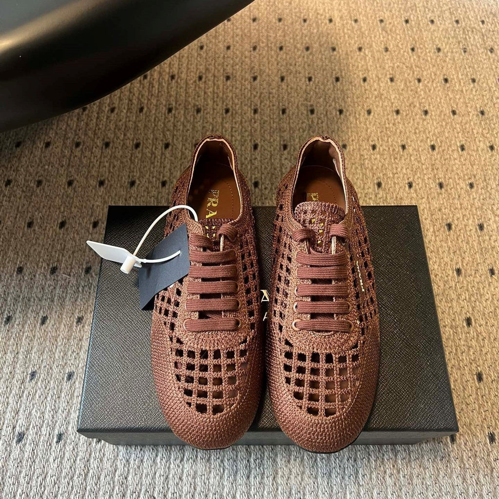 Prada 26s Collapse Sneakers Brown Crochet Laced 726980