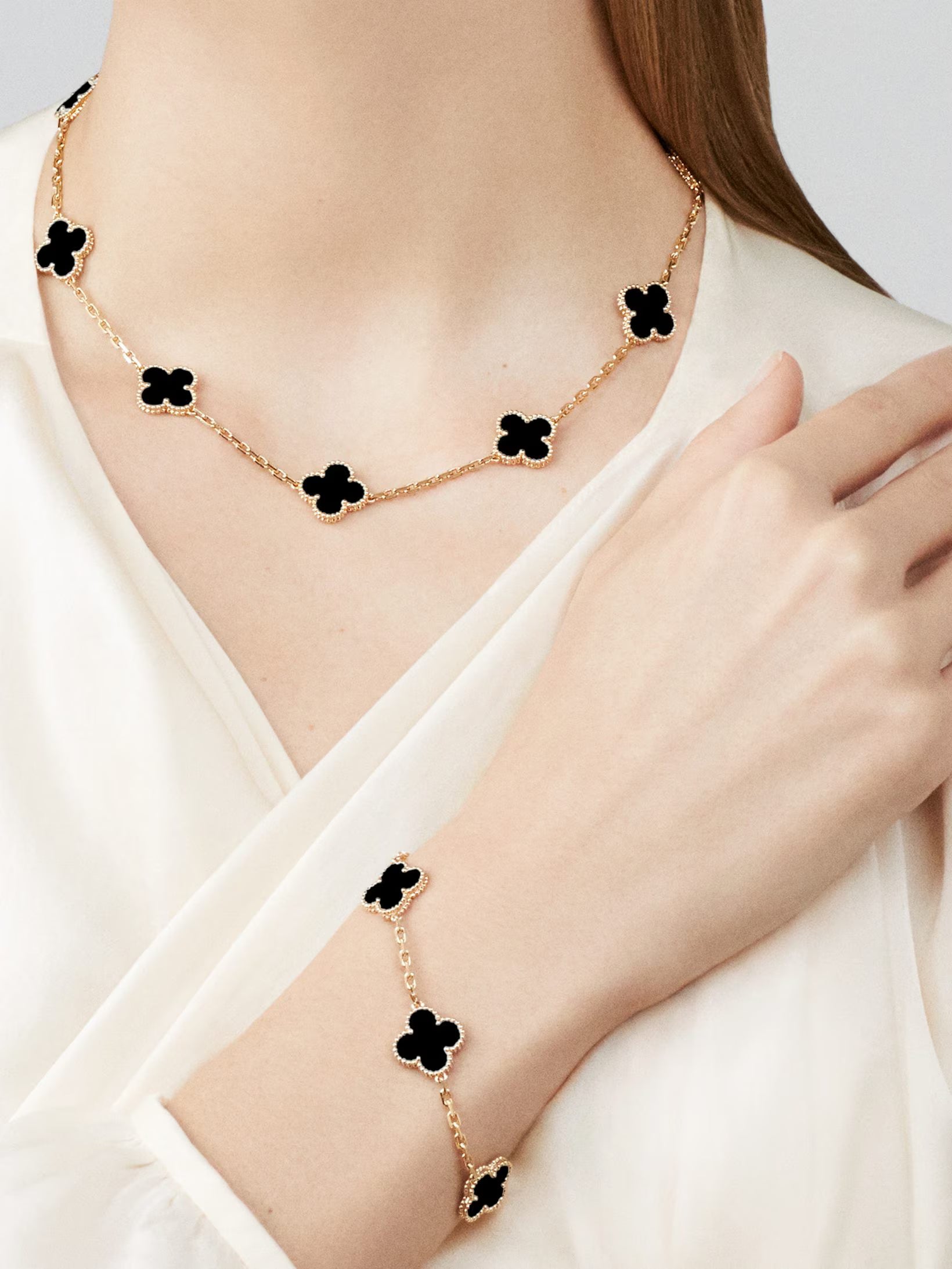 Vintage Alhambra bracelet, 5 motifs, onyx