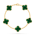 Vintage Alhambra bracelet, 5 motifs, malachite