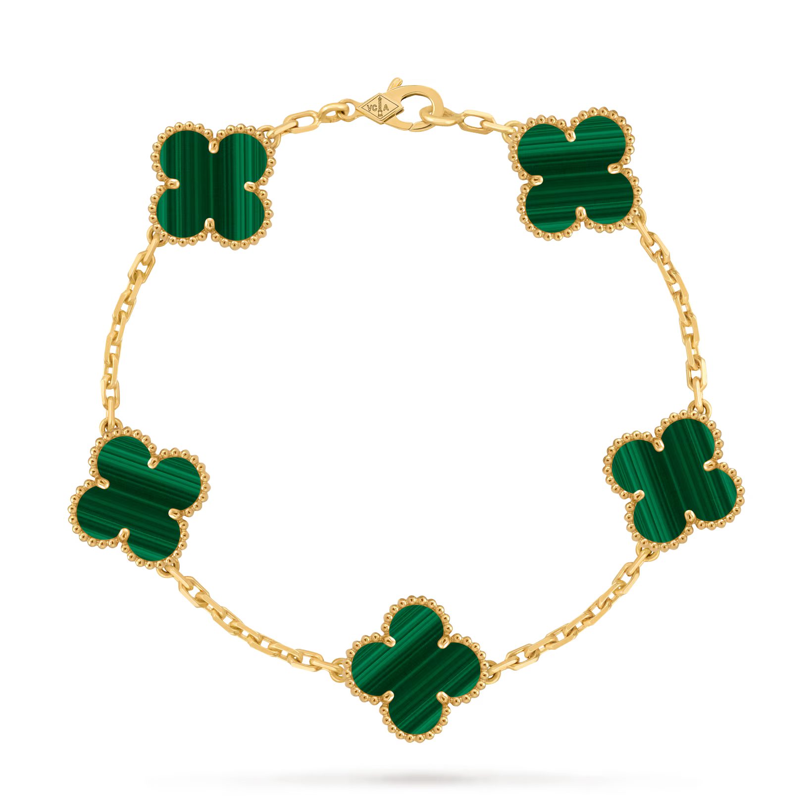 Vintage Alhambra bracelet, 5 motifs, malachite