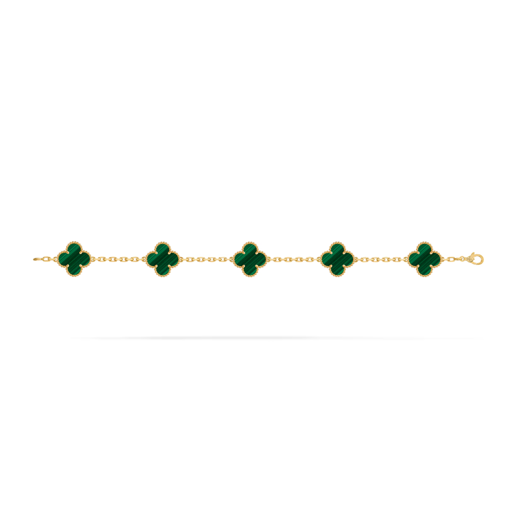 Vintage Alhambra bracelet, 5 motifs, malachite
