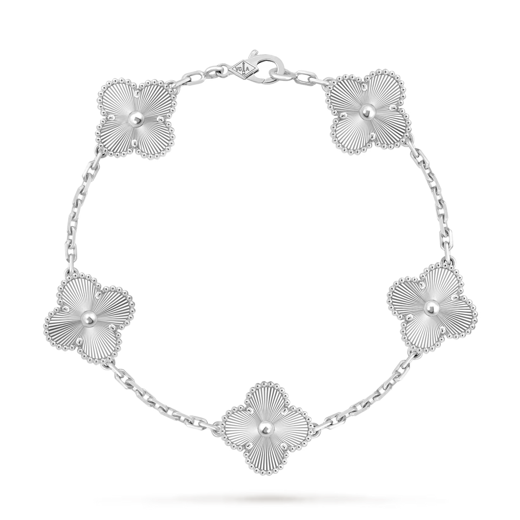 Vintage Alhambra bracelet, 5 motifs, guilloché rhodium plated