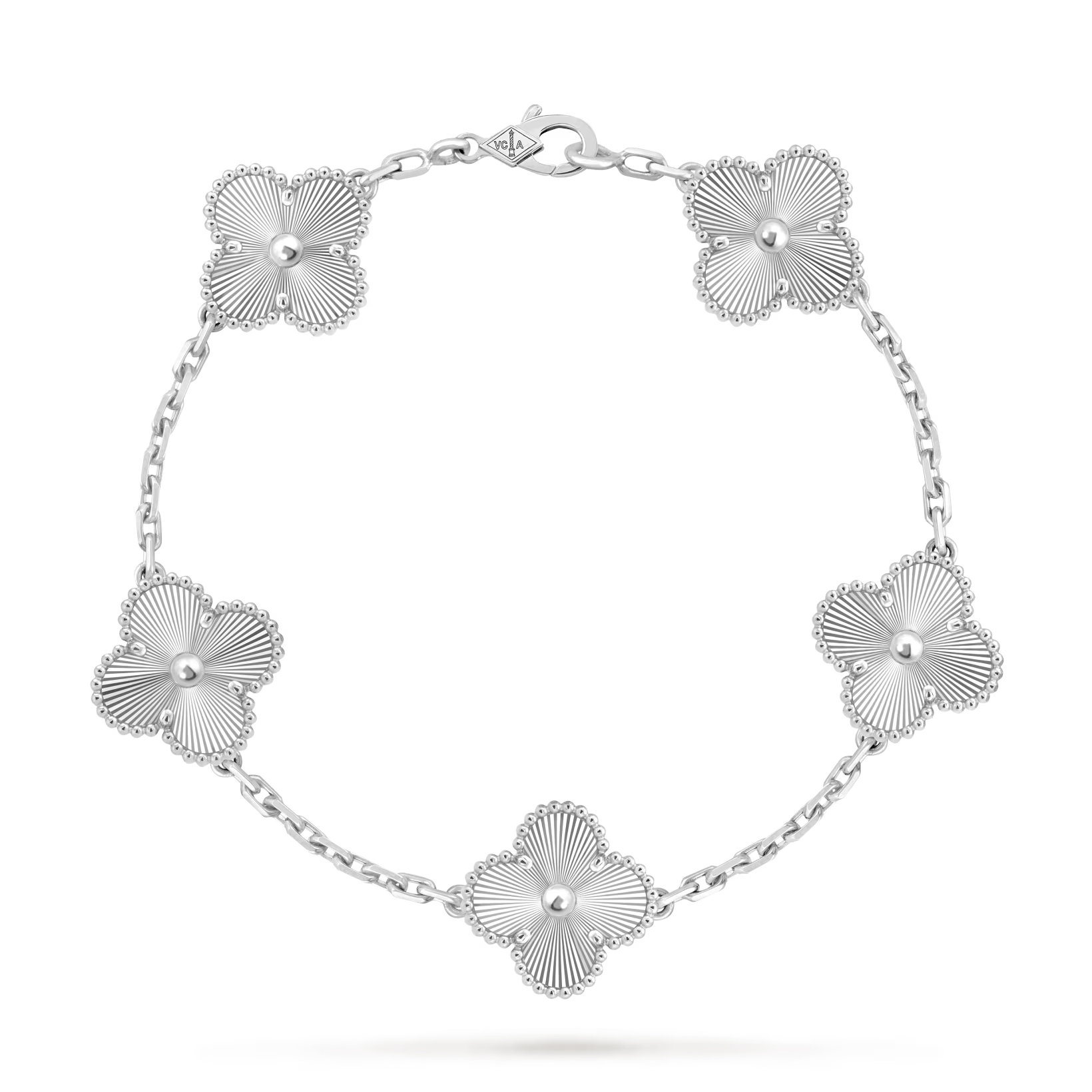 Vintage Alhambra bracelet, 5 motifs, guilloché rhodium plated