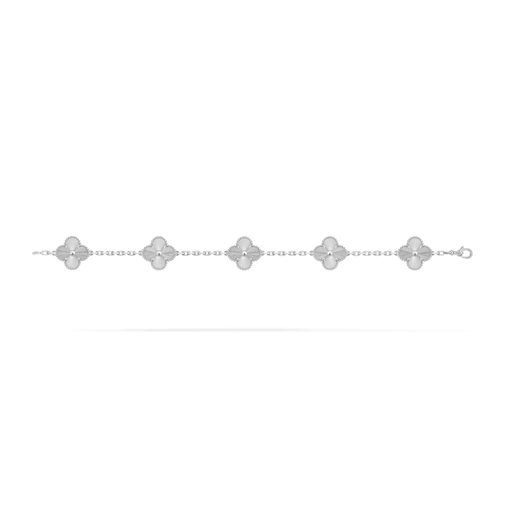 Vintage Alhambra bracelet, 5 motifs, guilloché rhodium plated
