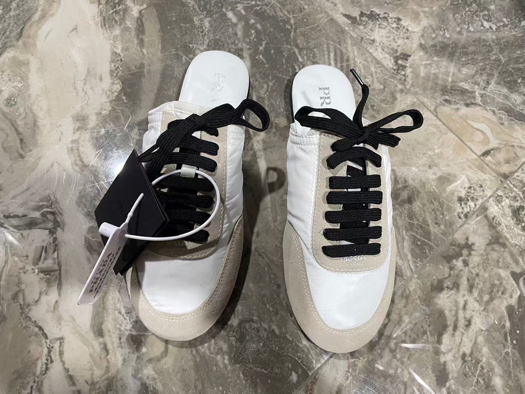 PRA 26S Mule Sneaker White Grey Suede Canvas