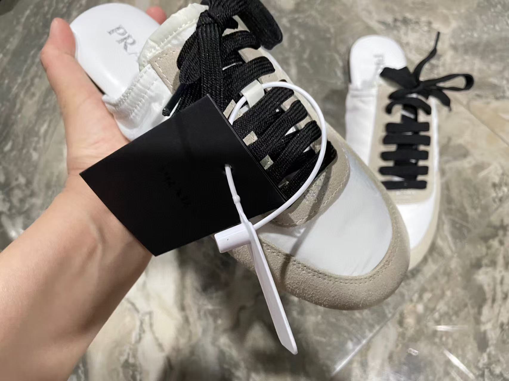 PRA 26S Mule Sneaker White Grey Suede Canvas