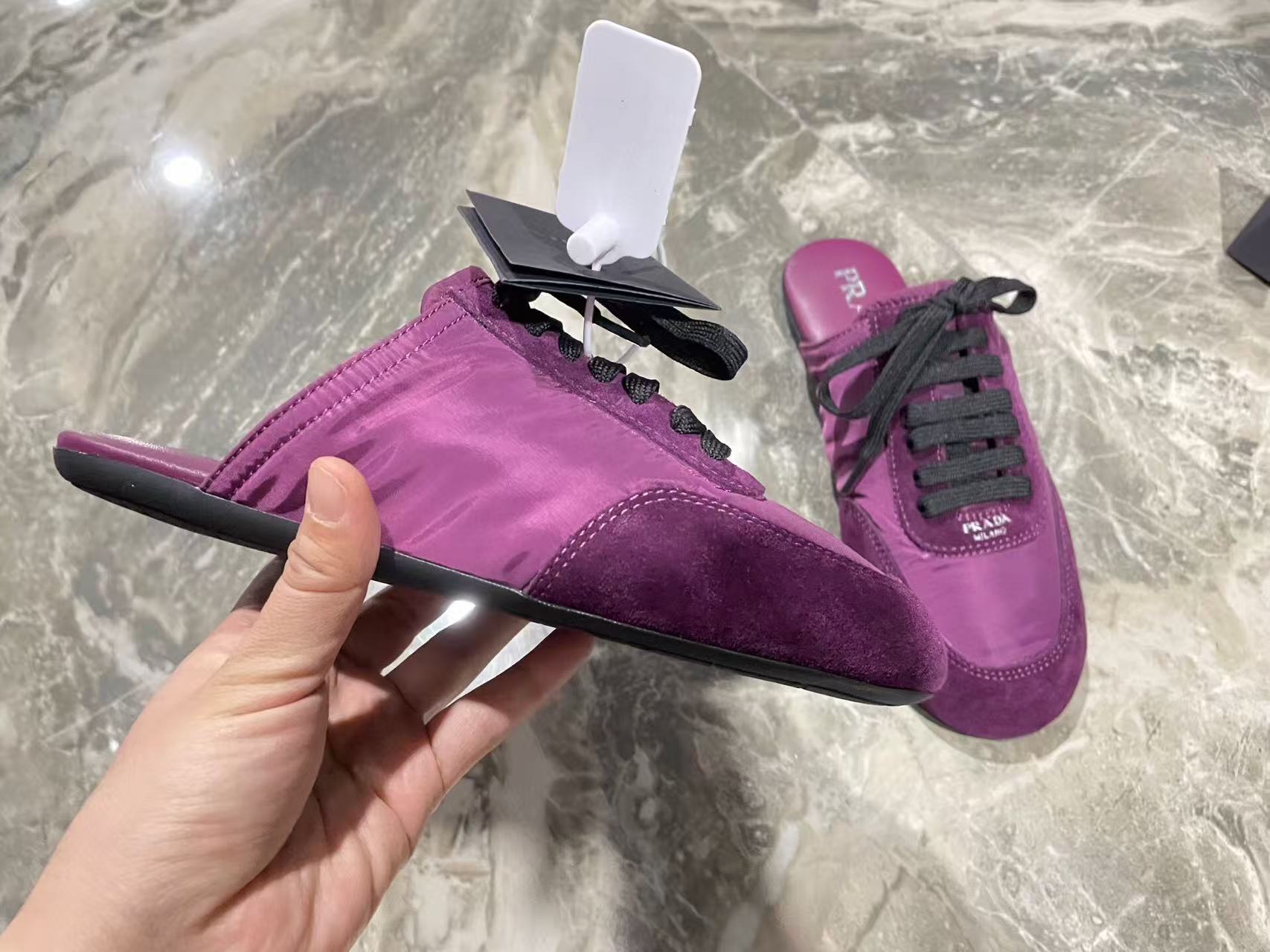 PRA 26S Mule Sneaker Purple Suede Canvas
