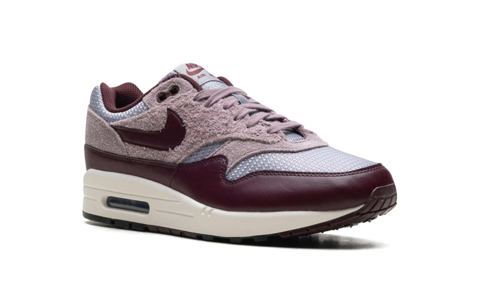 Air Max 1 ESS PRM "CEMENT GREY/BURGUNDY CRUSH" FQ7327 001