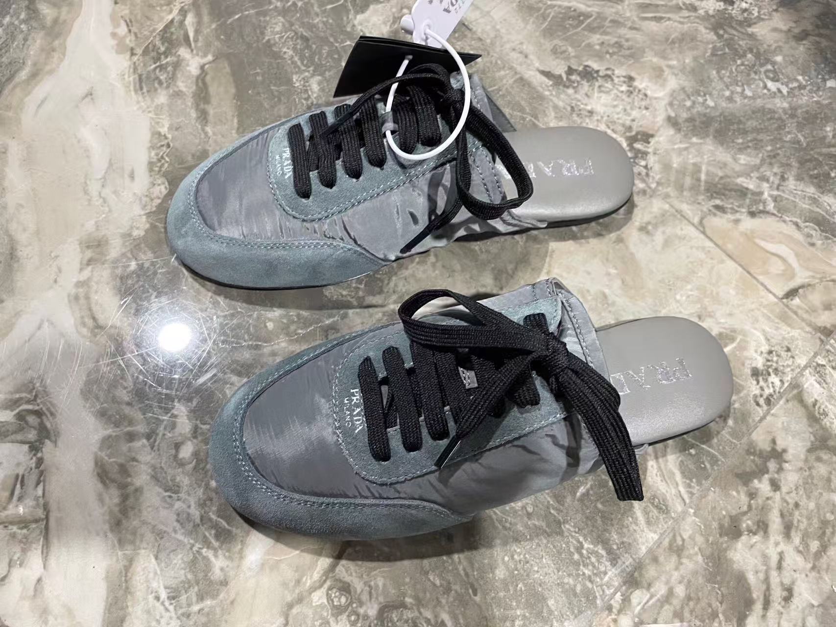PRA 26S Mule Sneaker Grey Suede Canvas