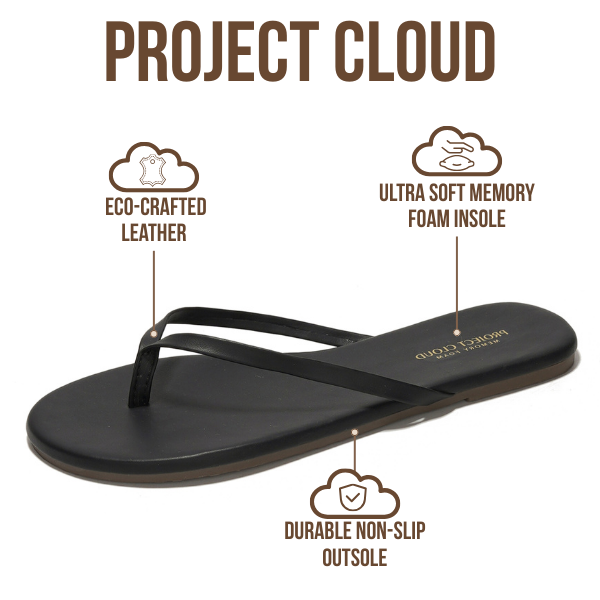 Project Cloud Women's | Eco-Leather Women Flip Flops | Memory Foam | Lightweight | Non-Slip - Foundations