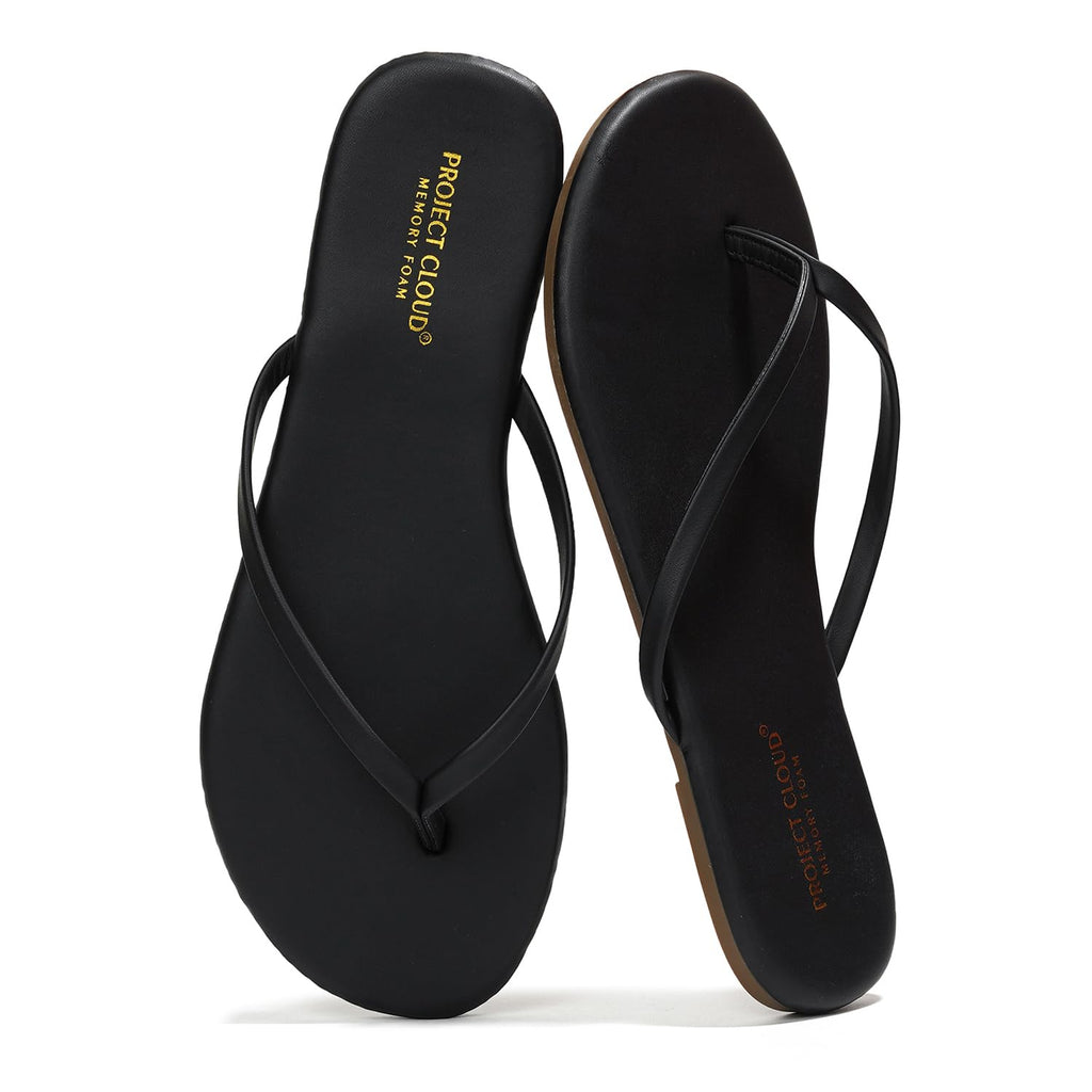 Project Cloud Women's | Eco-Leather Women Flip Flops | Memory Foam | Lightweight | Non-Slip - Foundations