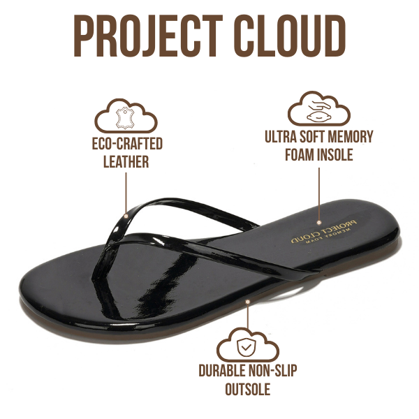 Project Cloud Women's | Eco-Leather Women Flip Flops | Memory Foam | Lightweight | Non-Slip - Foundations