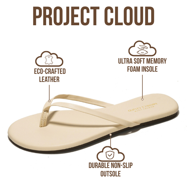 Project Cloud Women's | Eco-Leather Women Flip Flops | Memory Foam | Lightweight | Non-Slip - Foundations
