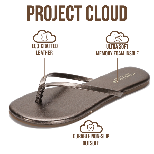 Project Cloud Women's | Eco-Leather Women Flip Flops | Memory Foam | Lightweight | Non-Slip - Foundations