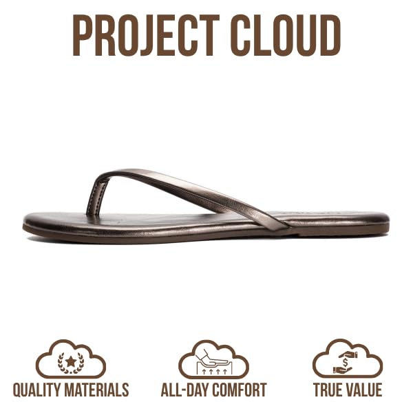 Project Cloud Women's | Eco-Leather Women Flip Flops | Memory Foam | Lightweight | Non-Slip - Foundations