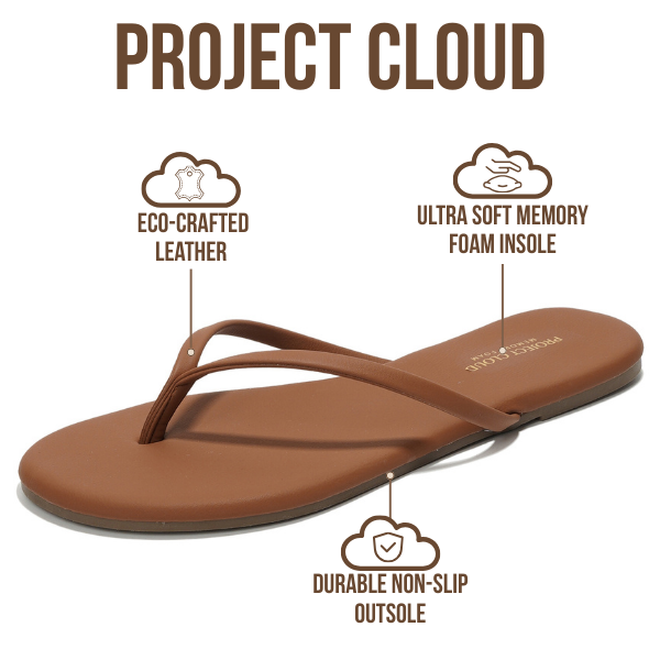Project Cloud Women's | Eco-Leather Women Flip Flops | Memory Foam | Lightweight | Non-Slip - Foundations
