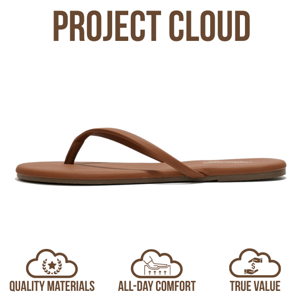 Project Cloud Women's | Eco-Leather Women Flip Flops | Memory Foam | Lightweight | Non-Slip - Foundations