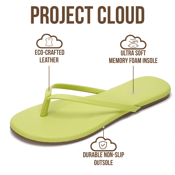 Project Cloud Women's | Eco-Leather Women Flip Flops | Memory Foam | Lightweight | Non-Slip - Foundations