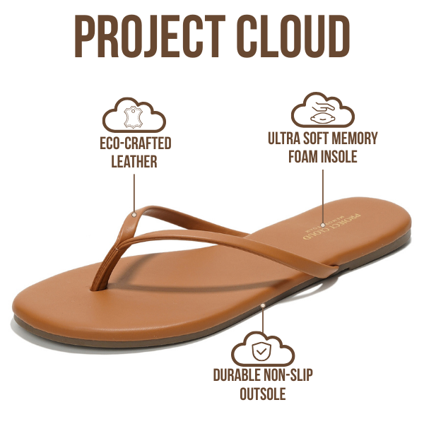 Project Cloud Women's | Eco-Leather Women Flip Flops | Memory Foam | Lightweight | Non-Slip - Foundations
