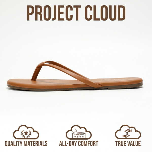 Project Cloud Women's | Eco-Leather Women Flip Flops | Memory Foam | Lightweight | Non-Slip - Foundations