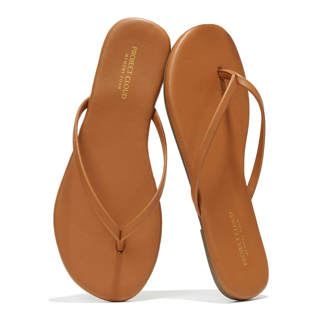 Project Cloud Women's | Eco-Leather Women Flip Flops | Memory Foam | Lightweight | Non-Slip - Foundations