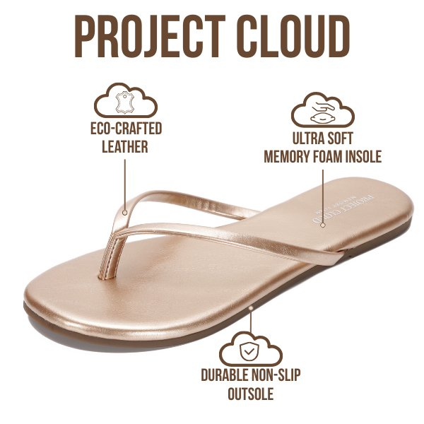 Project Cloud Women's | Eco-Leather Women Flip Flops | Memory Foam | Lightweight | Non-Slip - Foundations