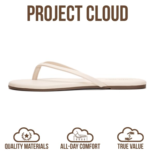 Project Cloud Women's | Eco-Leather Women Flip Flops | Memory Foam | Lightweight | Non-Slip - Foundations