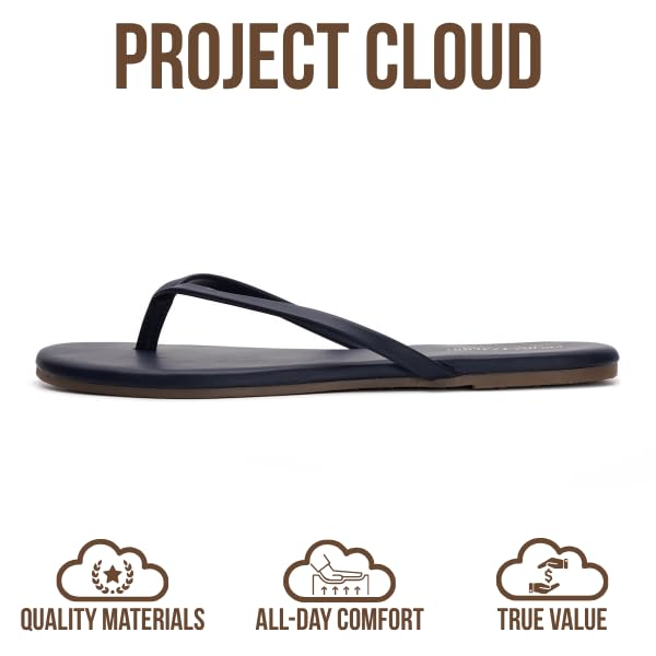 Project Cloud Women's | Eco-Leather Women Flip Flops | Memory Foam | Lightweight | Non-Slip - Foundations