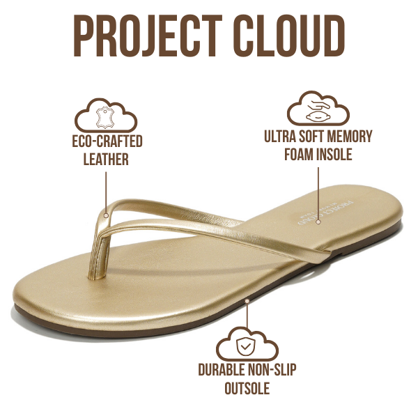 Project Cloud Women's | Eco-Leather Women Flip Flops | Memory Foam | Lightweight | Non-Slip - Foundations