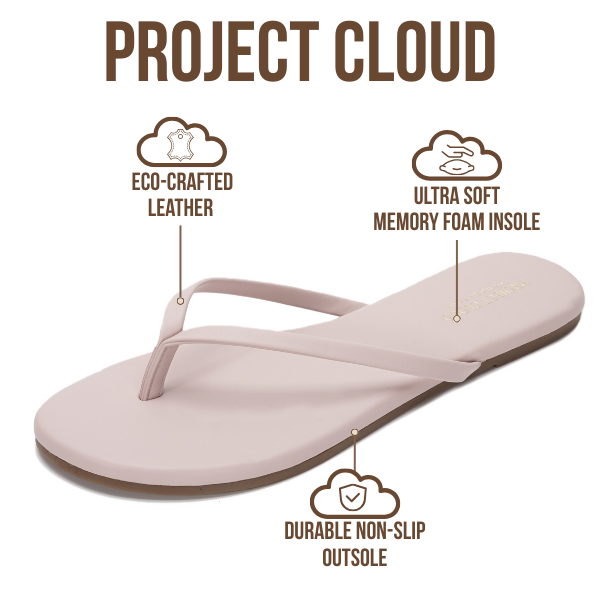Project Cloud Women's | Eco-Leather Women Flip Flops | Memory Foam | Lightweight | Non-Slip - Foundations