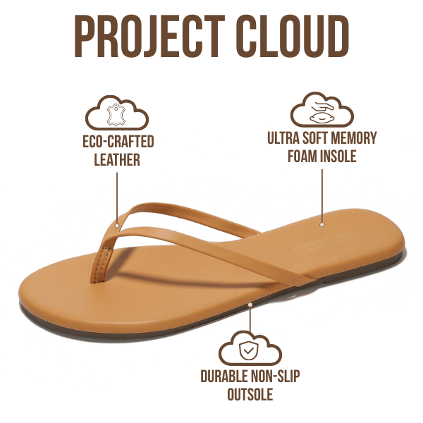 Project Cloud Women's | Eco-Leather Women Flip Flops | Memory Foam | Lightweight | Non-Slip - Foundations