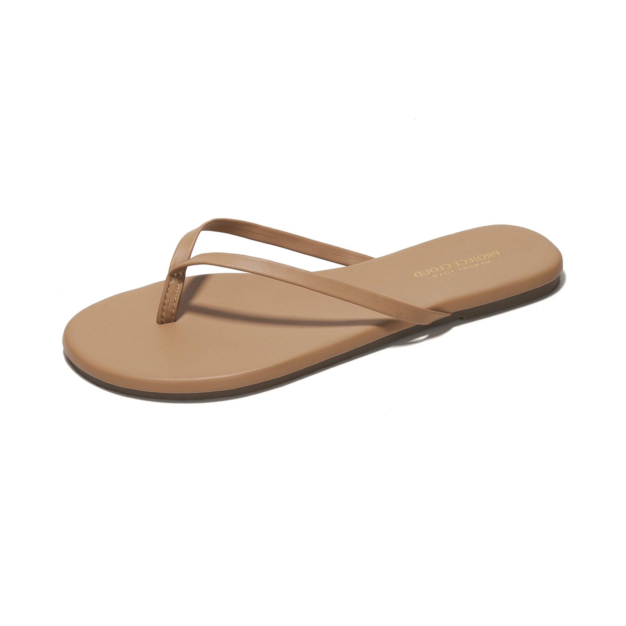 Project Cloud Women's | Eco-Leather Women Flip Flops | Memory Foam | Lightweight | Non-Slip - Foundations