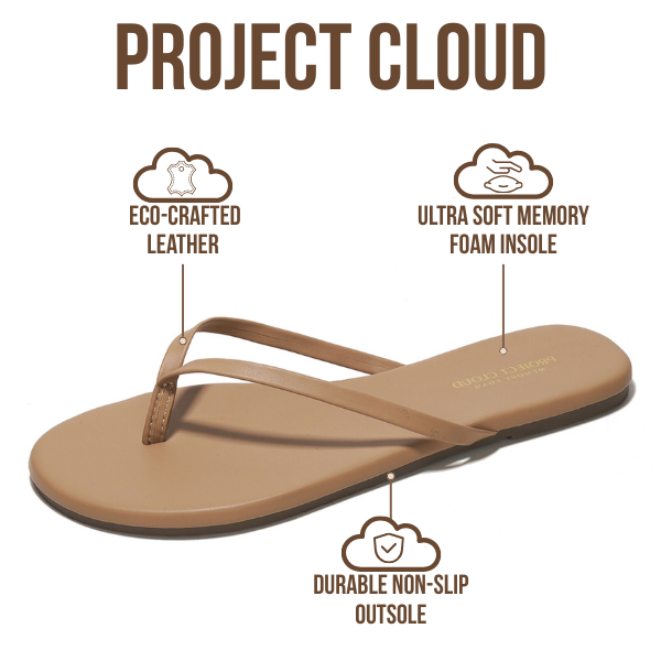 Project Cloud Women's | Eco-Leather Women Flip Flops | Memory Foam | Lightweight | Non-Slip - Foundations