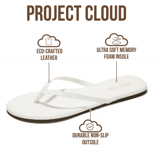 Project Cloud Women's | Eco-Leather Women Flip Flops | Memory Foam | Lightweight | Non-Slip - Foundations