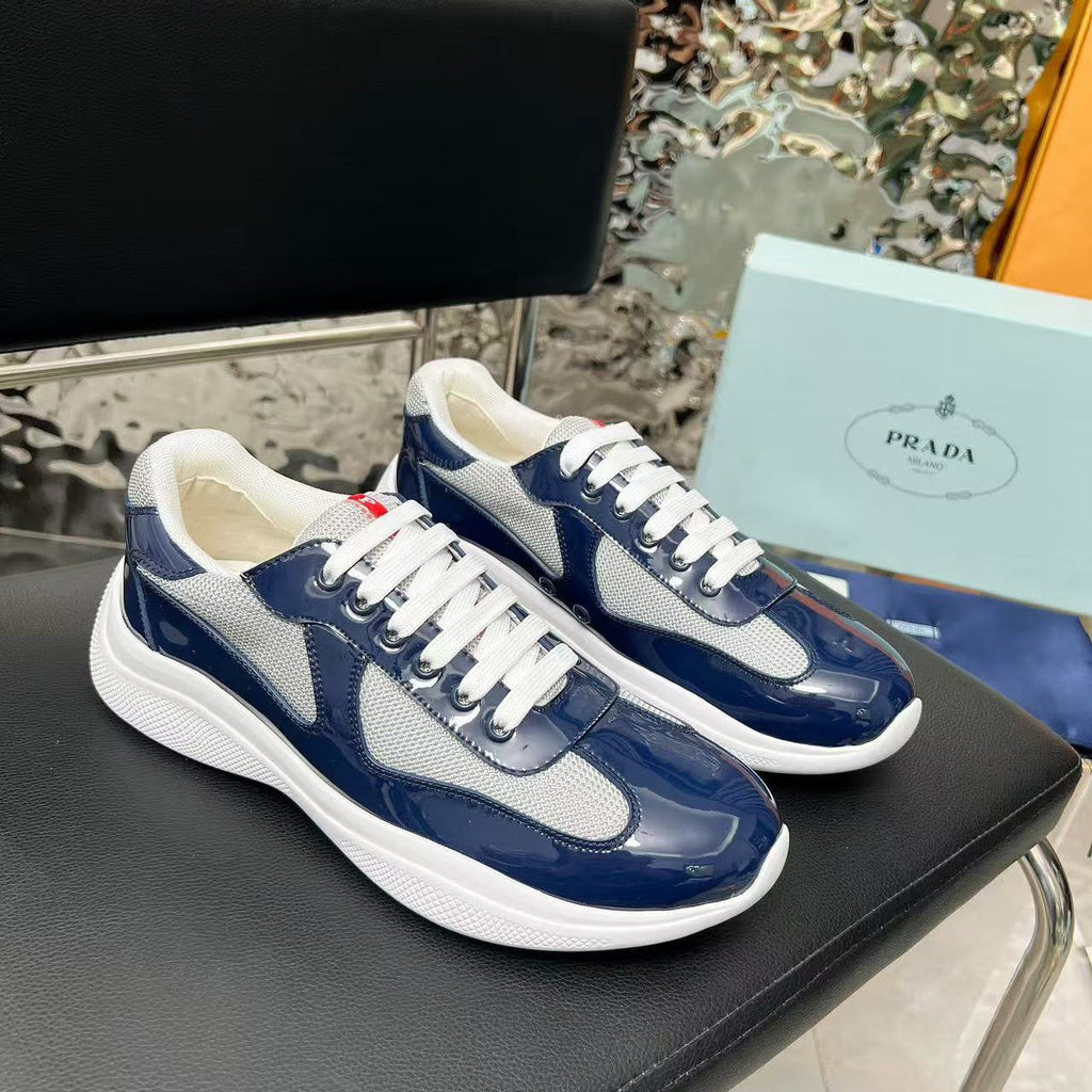 Prada America's Cup Sneaker Dark Blue Patent Leather Mesh