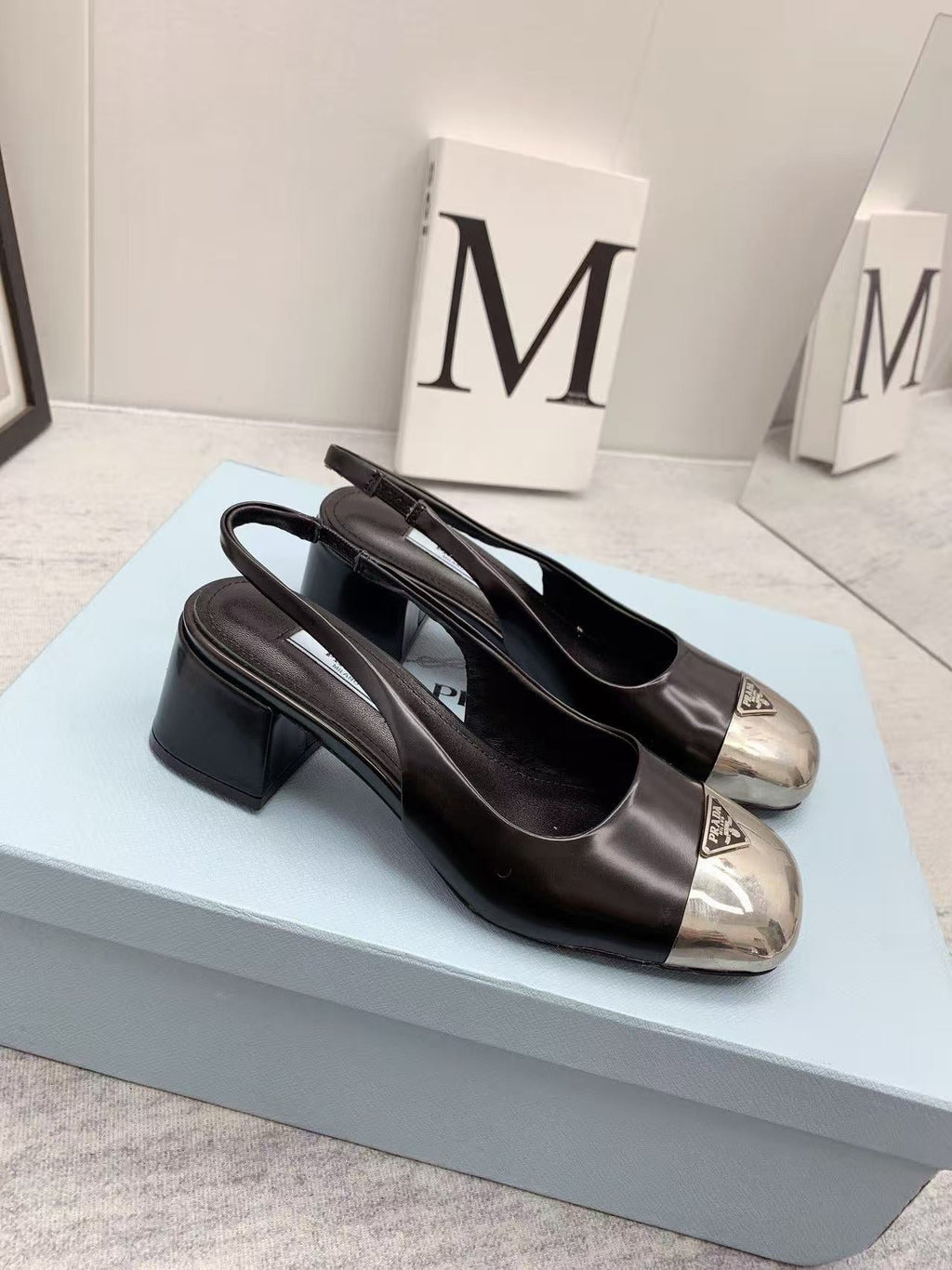 Pra 2026 Mary Jane Sandals 55 Black Metallic Silver Sheepskin 731165