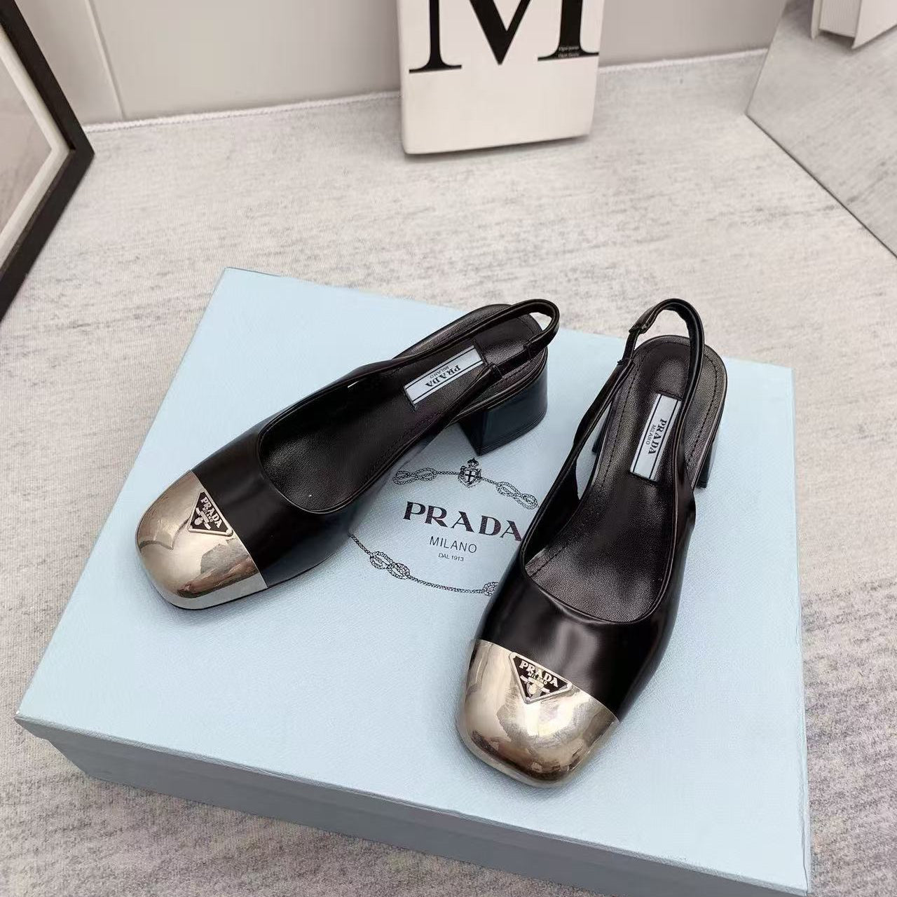 Pra 2026 Mary Jane Sandals 55 Black Metallic Silver Sheepskin 731165