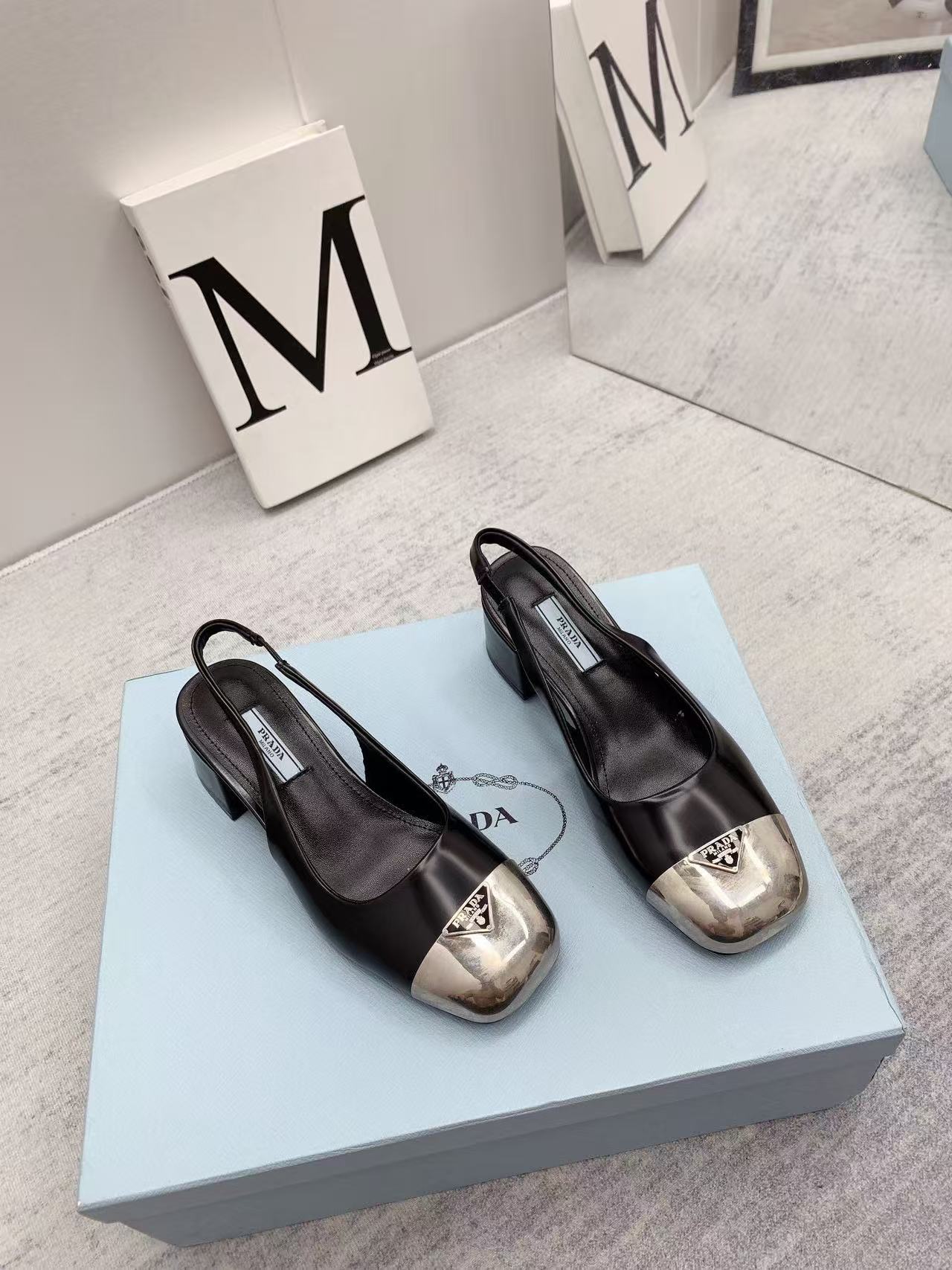 Pra 2026 Mary Jane Sandals 55 Black Metallic Silver Sheepskin 731165
