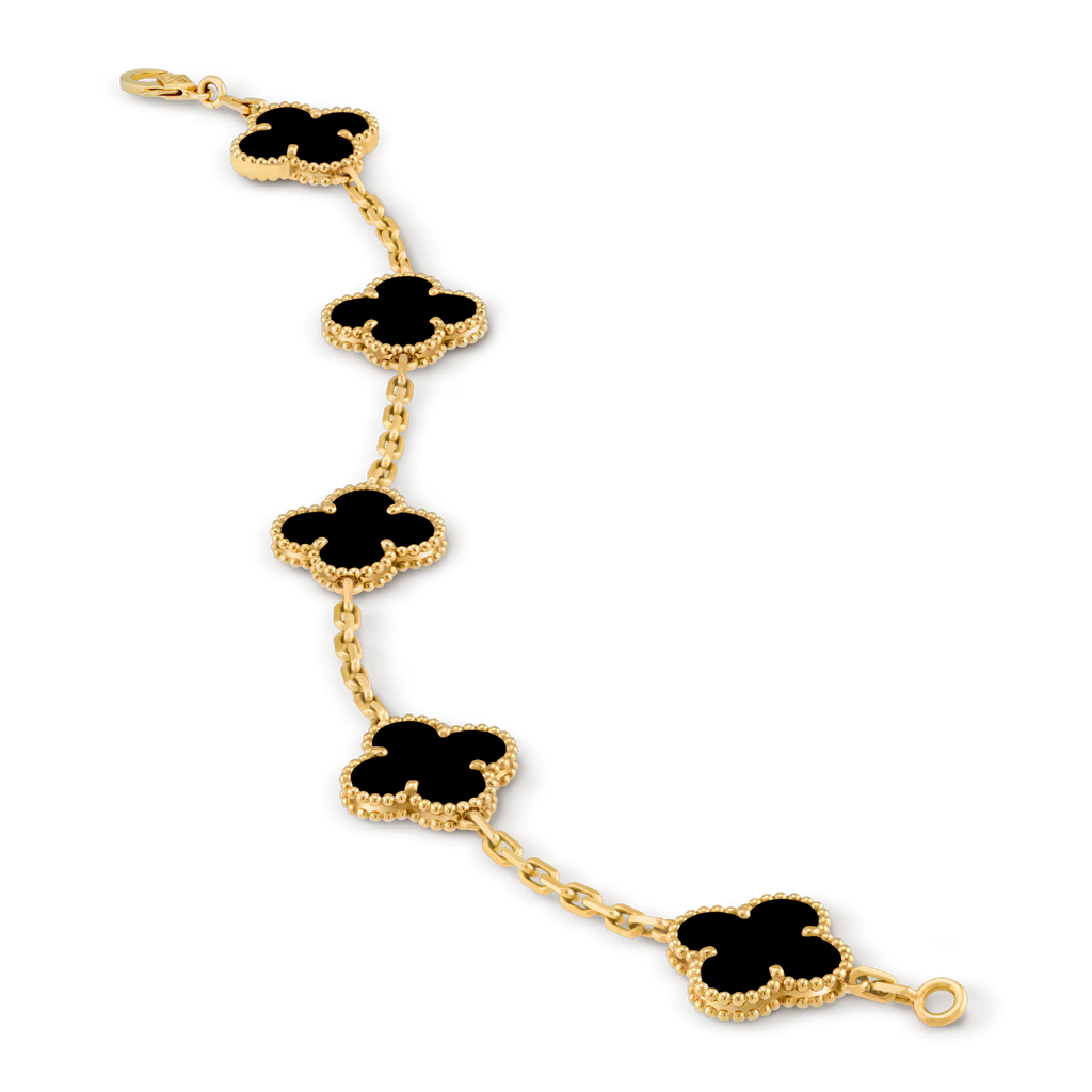 Vintage Alhambra bracelet, 5 motifs, onyx