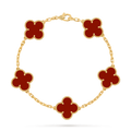 Vintage Alhambra bracelet, 5 motifs, carnelian