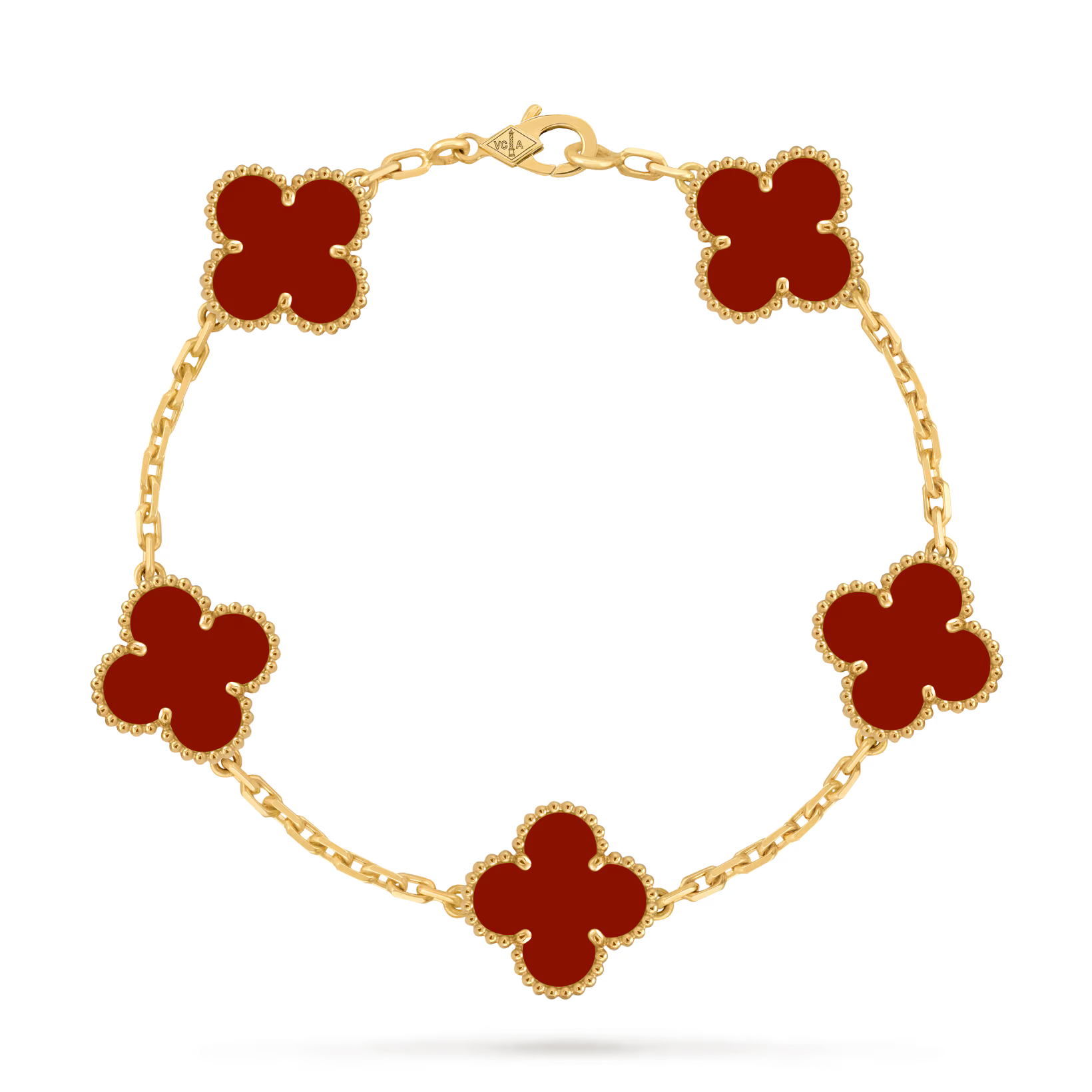 Vintage Alhambra bracelet, 5 motifs, carnelian