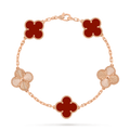 Vintage Alhambra bracelet, 5 motifs, guilloché, carnelian