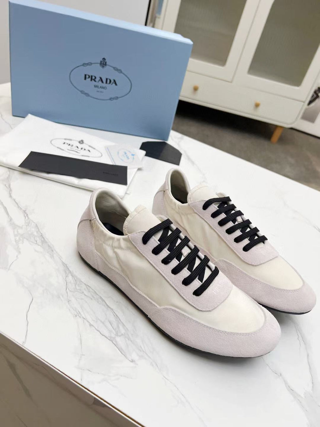 PRA COLLAPSE SNEAKERS GREY AND WHITE BRUSHED LEATHER PATCHWORK