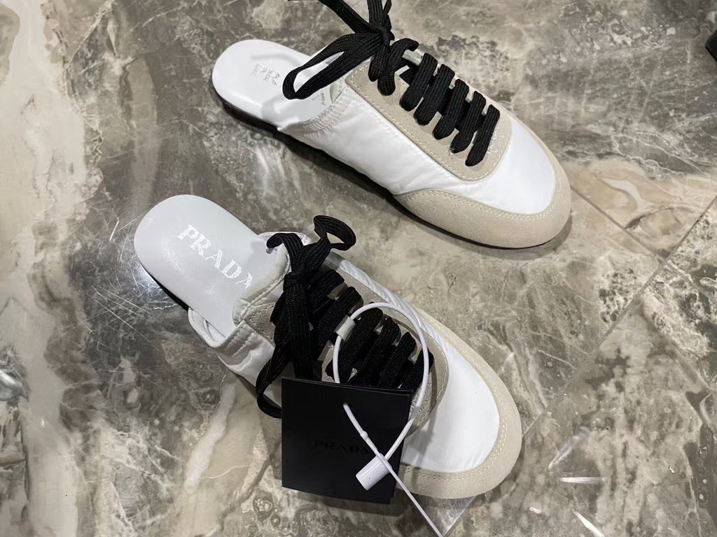 PRA 26S Mule Sneaker White Grey Suede Canvas