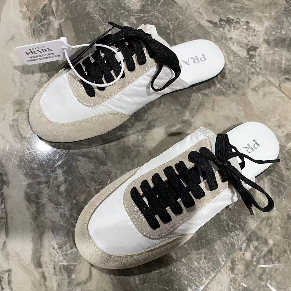 PRA 26S Mule Sneaker White Grey Suede Canvas
